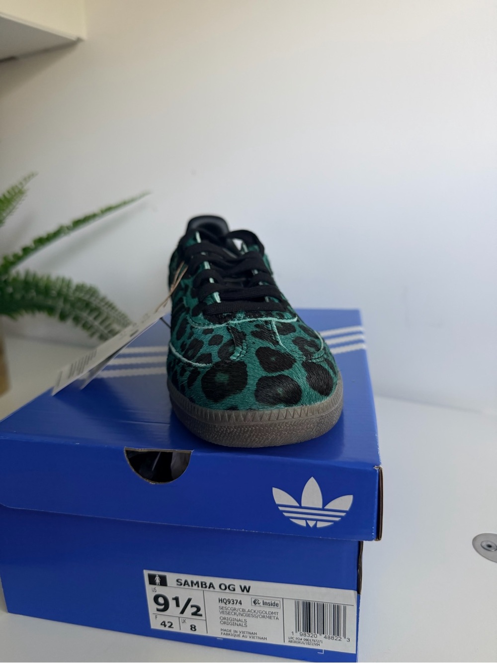 Adidas Samba Green Black Leopard Print Sneaker size 9.5 - Picture 6 of 9